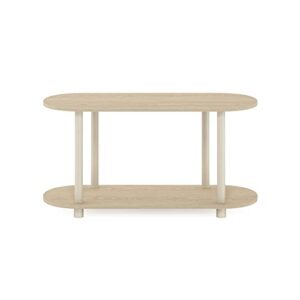 Furinno Turn-N-Tube No Tools Modern Oval Side Table, Bauhaus Oak/Beige