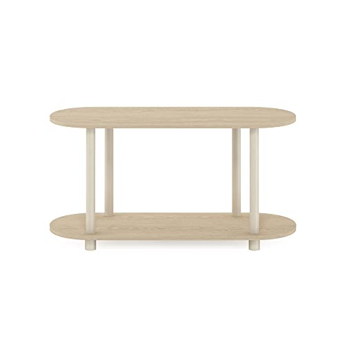 Furinno Turn-N-Tube No Tools Modern Oval Side Table, Bauhaus Oak/Beige