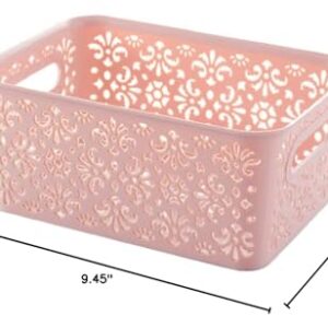 Cabilock Box Storage Basket Pantry Clothes Organizer for Closet Small Storage Bins Underwear Storage Organizer Hollow Storage Drawers for Clothes Stackable Basket Pink Clothing Container