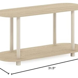 Furinno Turn-N-Tube No Tools Modern Oval Side Table, Bauhaus Oak/Beige