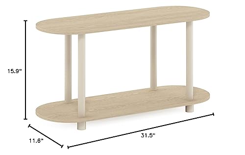 Furinno Turn-N-Tube No Tools Modern Oval Side Table, Bauhaus Oak/Beige