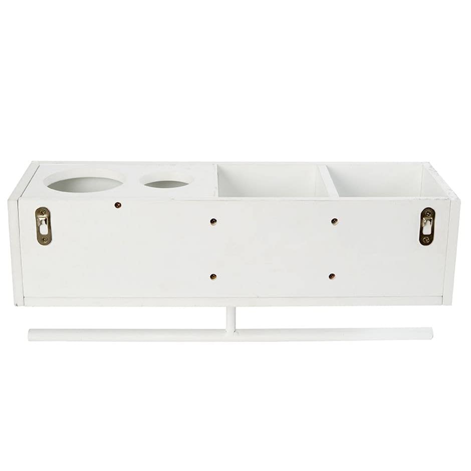 Beauty Wall Shelf with Towel Bar (White)