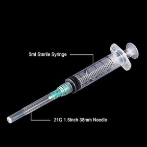 25 Pack 5ml Disposable Lab Syringe with Needle 21G 1.5 inch Luer Lock Syringe