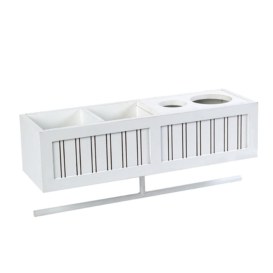 Beauty Wall Shelf with Towel Bar (White)