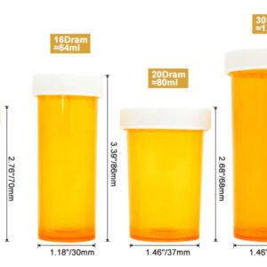 Pill Bottles with Child Resistant Cap, Prescription Vials - Push Down and Turn - Empty Medicine Plastic Containers Safety Cover for Personal Medication & Pharmacy (16dram, Amber, 12pcs)