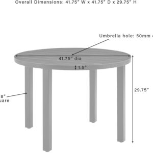 Crosley Furniture Kaplan 42" Round Outdoor Dining Table with Umbrella Hole for Outside Patio, Oil-Rubbed Bronze