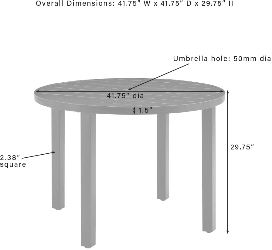 Crosley Furniture Kaplan 42" Round Outdoor Dining Table with Umbrella Hole for Outside Patio, Oil-Rubbed Bronze