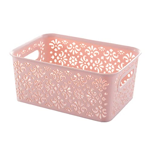 Cabilock Box Storage Basket Pantry Clothes Organizer for Closet Small Storage Bins Underwear Storage Organizer Hollow Storage Drawers for Clothes Stackable Basket Pink Clothing Container