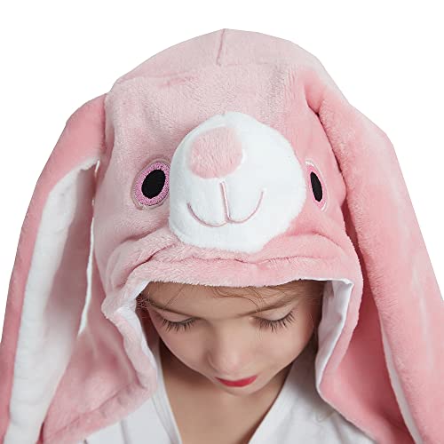 CASABACO Wearable Blanket Hoodie for Kids, Animal Hooded Blanket, Gift for Kids, Bunny Pink