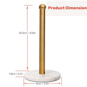 Heavy Weighted Paper Towel Holder, Easy One-Handed Design for Kitchen Stand Paper Towel Dispenser, Sturdy Base for Standard Paper Towel Rolls and Mega Paper Towel Roll (Gold Brushed)