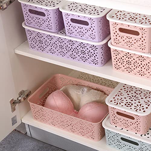 Cabilock Box Storage Basket Pantry Clothes Organizer for Closet Small Storage Bins Underwear Storage Organizer Hollow Storage Drawers for Clothes Stackable Basket Pink Clothing Container