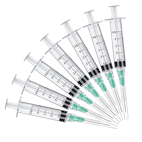 25 Pack 5ml Disposable Lab Syringe with Needle 21G 1.5 inch Luer Lock Syringe