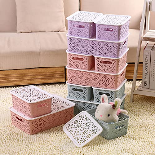 Cabilock Box Storage Basket Pantry Clothes Organizer for Closet Small Storage Bins Underwear Storage Organizer Hollow Storage Drawers for Clothes Stackable Basket Pink Clothing Container