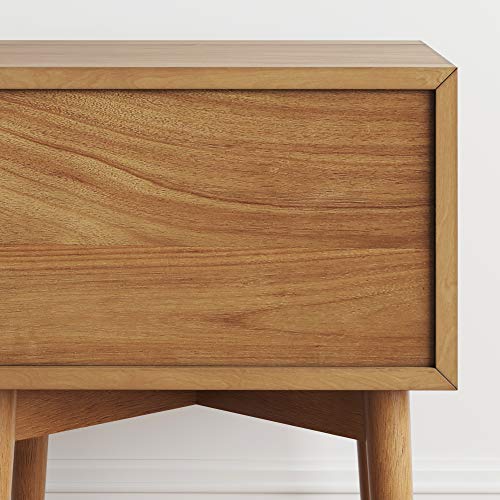 Nathan James Harper Modern Nightstand Side Accent or End Table with Storage Drawer, Set of 2, Oak Brown