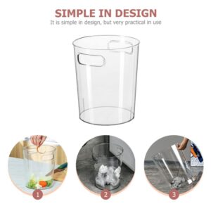 FOMIYES Waste Basket Clear Wastebasket Trash Bin with Handle Round Garbage Container Bin Small Acrylic Trash Can Plastic Wastebasket for Bathroom Bedroom Kitchen Home Office Dorm