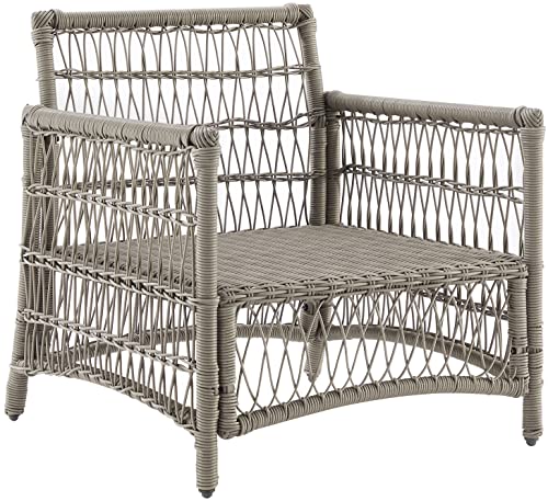 Crosley Furniture Thatcher Wicker Outdoor Chair for Porch, Deck, Backyard, Driftwood with Creme Cushions