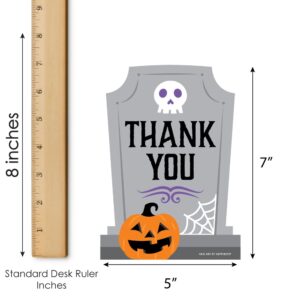 Big Dot of Happiness Cute and Colorful Tombstones - Shaped Thank You Cards - Kids Halloween Party Thank You Note Cards with Envelopes - Set of 12