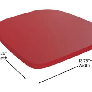 Flash Furniture Kai Commercial 24" High Indoor-Outdoor Counter Height Stool - Red Galvanized Steel Frame - Red Square All-Weather Poly Resin Seat - Removable Back