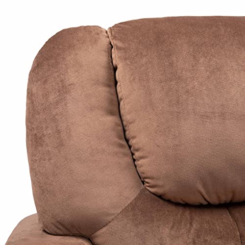 Naomi Home Suri Push Back Kids Recliner Chair with Footrest & Cup Holders, Push Back Toddler Recliner with Cup Holder, PVC Kids' Recliners for Age 3+, Kid Recliners for Girls Boys - Brown