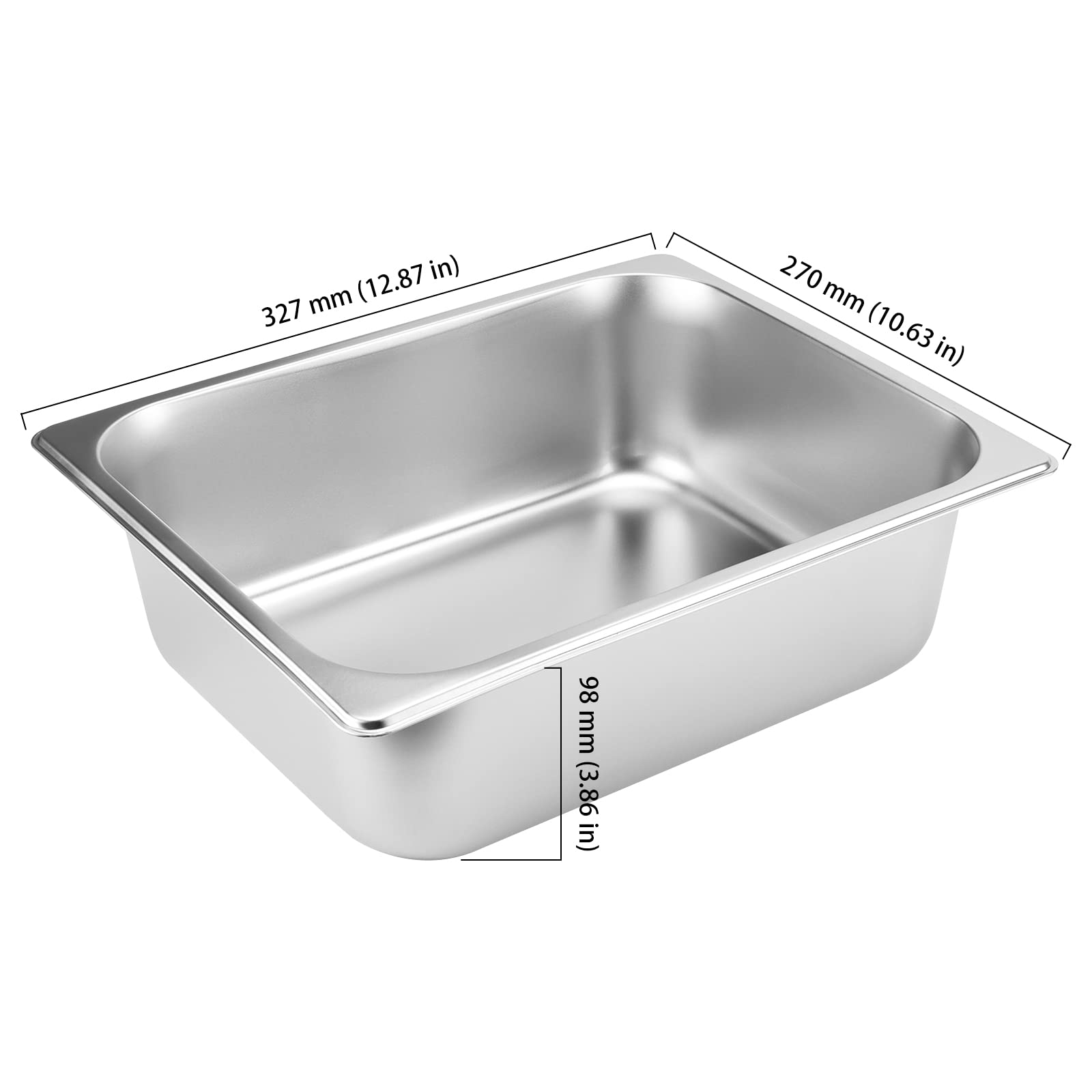 HOIGON 4 Pack 1/2 Size Steam Table Pan, 4 Inch Deep Stainless Steel Hotel Pan, Anti-Jam Steam Pan Half Size Hotel Pans for Buffet, Restaurants, Catering