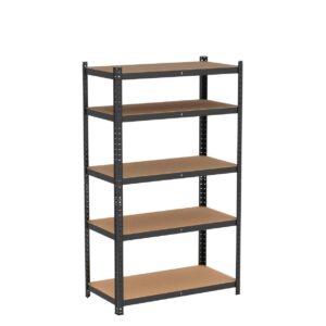 Vandise Garage Metal Shelving, Black Steel Storage Rack, 5 Adjustable Shelves Organizer, 2000 lb. Capacity, 7H x 30W x 12D inch, Pantry Shelves, Kitchen Shelves, Garage Shelving