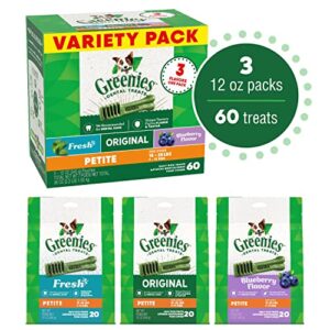 Greenies Petite Natural Dental Care Dog Treats, 36 oz. Variety Pack, 60 Total Treats