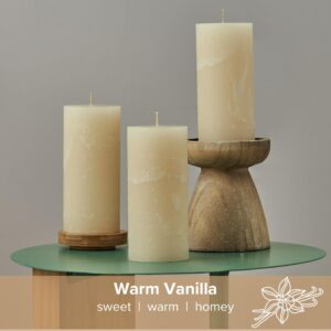 Simply Soson Warm Vanilla Sugar Scented Candle for Home - Set of 3-3x4 Ivory Pillar Candle - Scented Candle Gift, Aromatherapy Candle, Candles for Home Scented, Candles for Women, Fall Candles