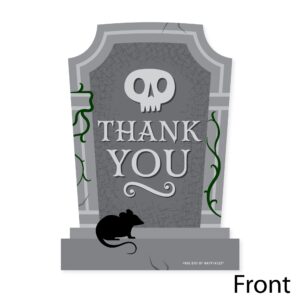 Big Dot of Happiness Creepy Cemetery - Shaped Thank You Cards - Spooky Halloween Tombstone Party Thank You Note Cards with Envelopes - Set of 12