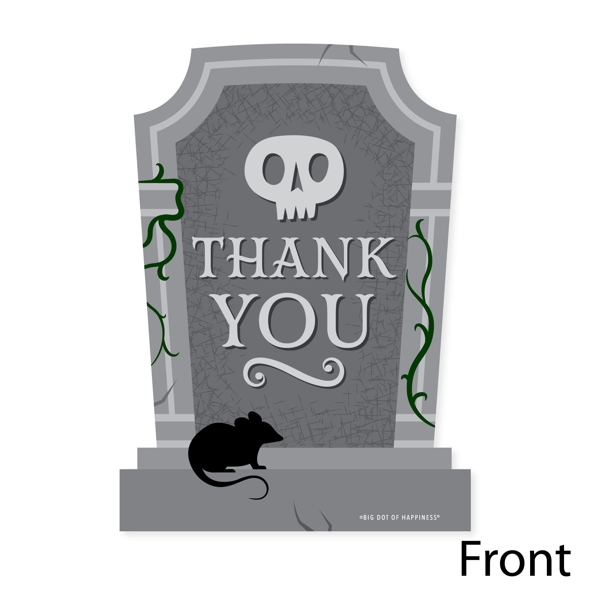 Big Dot of Happiness Creepy Cemetery - Shaped Thank You Cards - Spooky Halloween Tombstone Party Thank You Note Cards with Envelopes - Set of 12