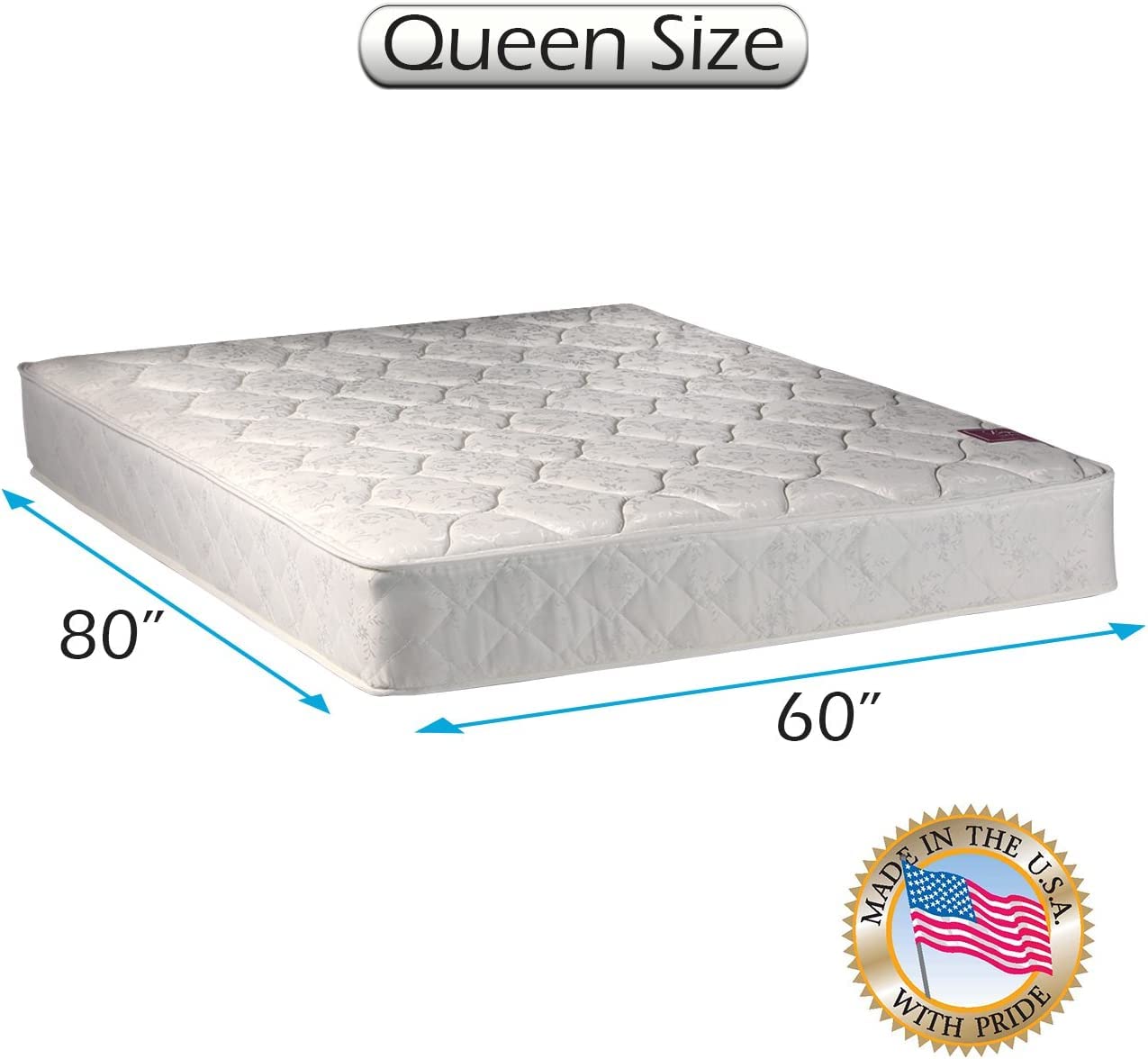 DS Solutions USA Legacy 1-Sided None Flip Full XL Size Mattress Only with Mattress Cover Protector