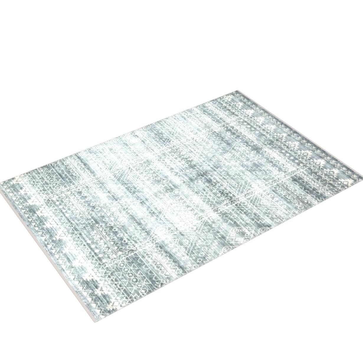 Bloom Rugs Caria Washable Non-Slip 5x7 Rug - Teal/Ivory Geometric Area Rug for Living Room, Bedroom, Dining Room, and Kitchen - Exact Size: 5' x 7'