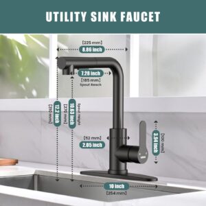 Kitchen Faucets, Brushed Grey Kitchen Faucet with Pull Down Sprayer and Deck Plate, Stainless Steel Commercial Utility Kitchen Faucets for Sink 3 Hole for Bar Rv Camper Laundry Outdoor Farmhouse Sink