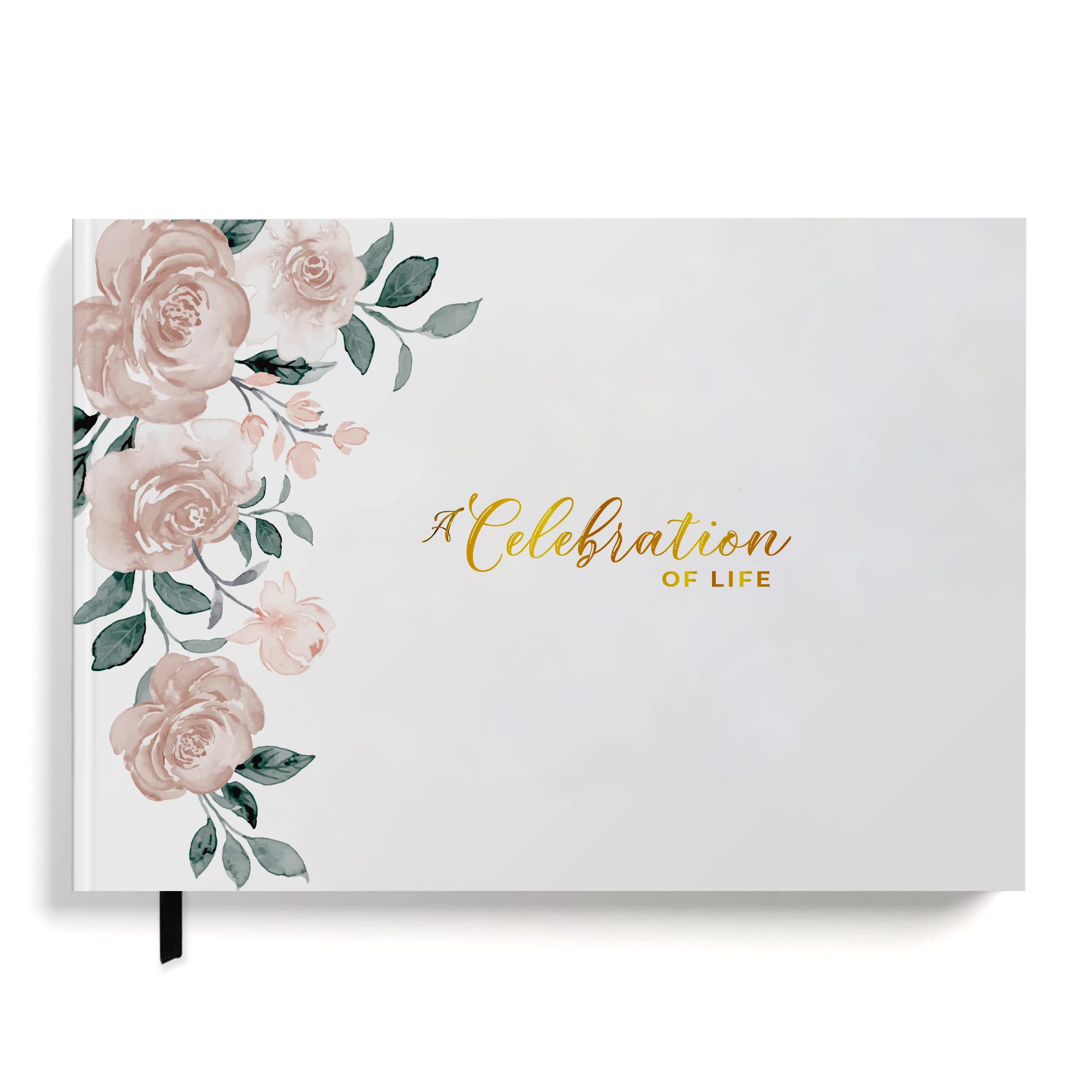 Lacunas Store Rose Floral Funeral Guest Book 9 X 7 in Loving Memory and Celebration of Life Memorial Sign in