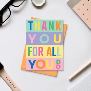 S&O Fun Thank You Cards with Envelopes - Assorted Thank You Cards to Express Gratitude - Thank You Notes with Envelopes Set of 24 - Gratitude Note Cards with Envelopes in Pop Colors to Mix & Match