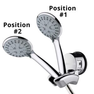 Suction Cup Shower Head Holder Wall Mount - Different Positions Handheld Shower Head Holder relocatable and Adjustable - Handheld Shower Head Holder for People with Handicap or Short Stature.