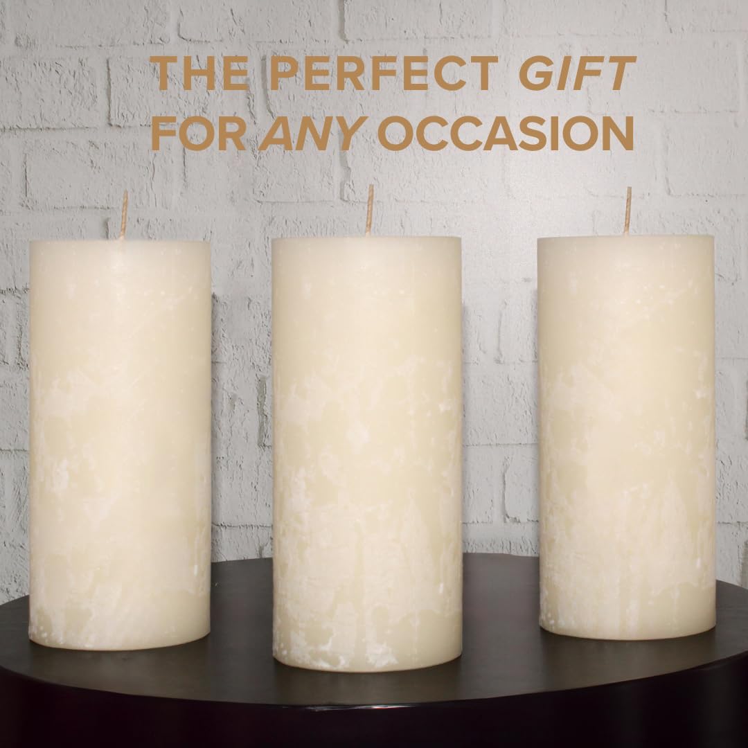 Simply Soson Warm Vanilla Sugar Scented Candle for Home - Set of 3-3x4 Ivory Pillar Candle - Scented Candle Gift, Aromatherapy Candle, Candles for Home Scented, Candles for Women, Fall Candles