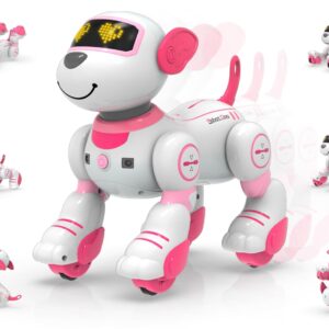 STEMTRON Programmable Remote Control Robot Cat Robot Dog for Kids, Interactive Robotic Dog Robotic Cat, Robo Dog Robo Cat, RC Robot with Touch Sensing, LED Eyes, Dance & Music