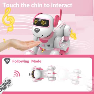 STEMTRON Programmable Remote Control Robot Cat Robot Dog for Kids, Interactive Robotic Dog Robotic Cat, Robo Dog Robo Cat, RC Robot with Touch Sensing, LED Eyes, Dance & Music