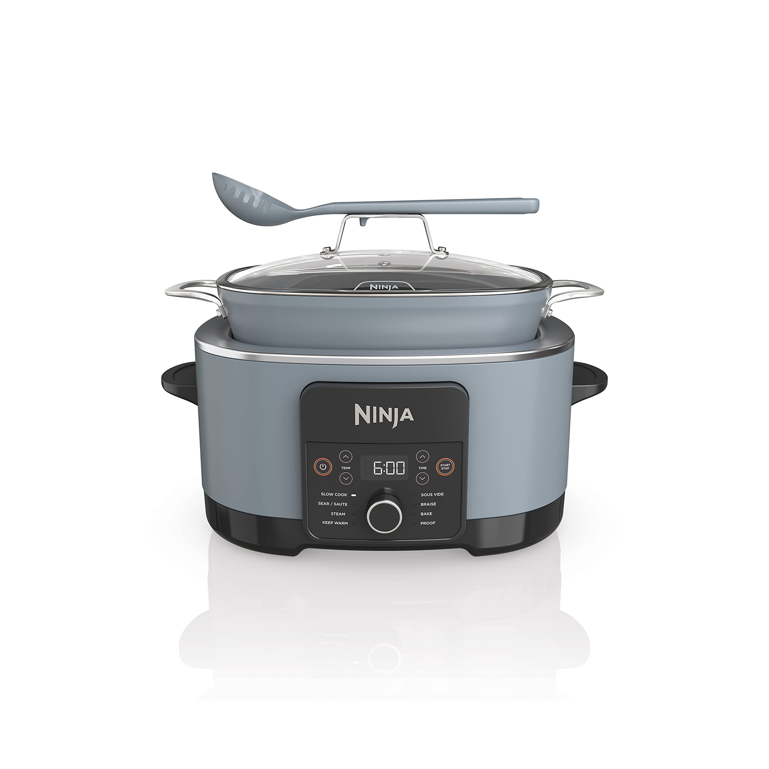 Ninja MC1001C Foodi PossibleCooker PRO 8.5 Quart Multi-Cooker, with 8-in-1 Slow Cooker,Dutch Oven,Steamer &More,Glass Lid & Integrated Spoon,Nonstick,Oven Safe Pot to 500°F,Sea Salt Gray,Sea Salt Grey