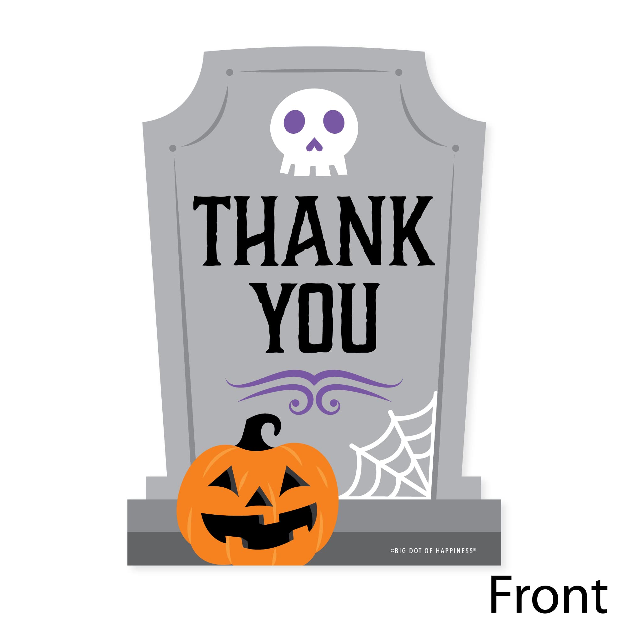 Big Dot of Happiness Cute and Colorful Tombstones - Shaped Thank You Cards - Kids Halloween Party Thank You Note Cards with Envelopes - Set of 12