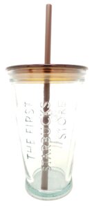 starbucks exclusive seattle 1912 pike place first store brown recycled glass cold cup, 16 fl oz