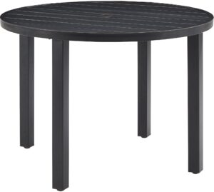 crosley furniture kaplan 42" round outdoor dining table with umbrella hole for outside patio, oil-rubbed bronze