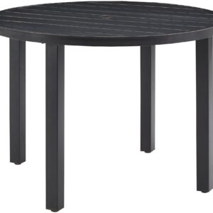 Crosley Furniture Kaplan 42" Round Outdoor Dining Table with Umbrella Hole for Outside Patio, Oil-Rubbed Bronze