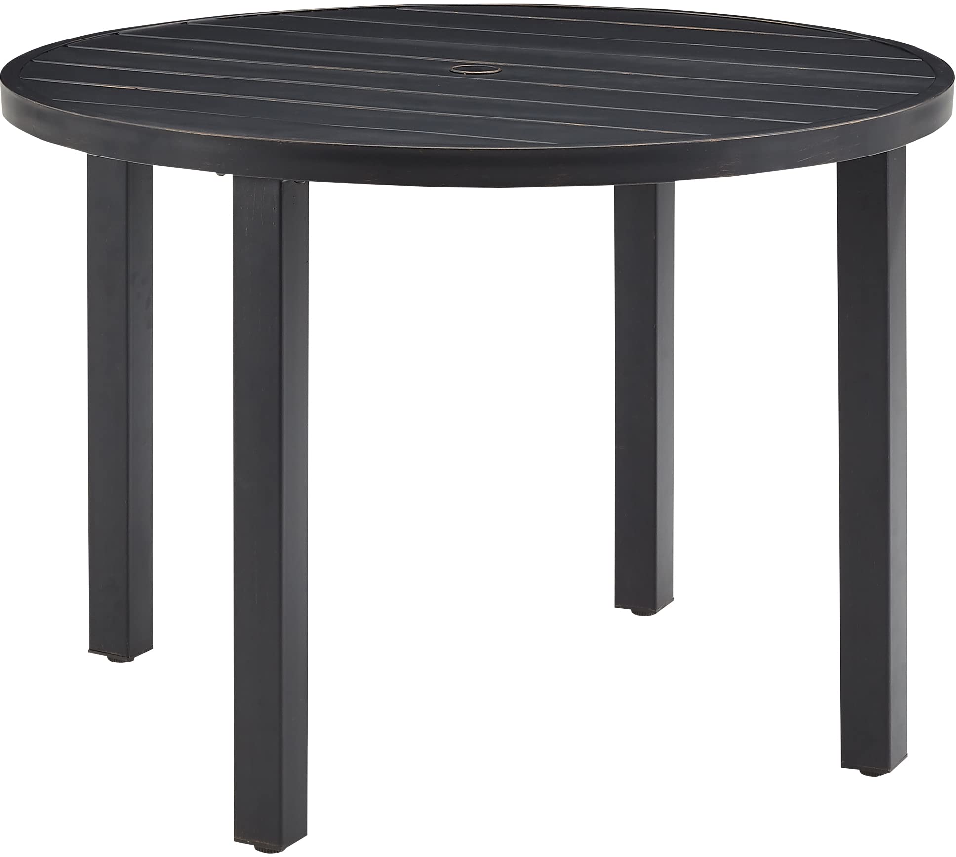 Crosley Furniture Kaplan 42" Round Outdoor Dining Table with Umbrella Hole for Outside Patio, Oil-Rubbed Bronze