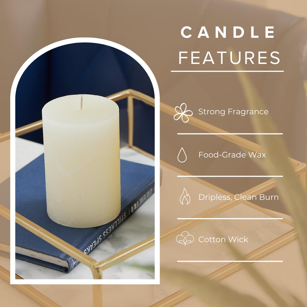 Simply Soson Warm Vanilla Sugar Scented Candle for Home - Set of 3-3x4 Ivory Pillar Candle - Scented Candle Gift, Aromatherapy Candle, Candles for Home Scented, Candles for Women, Fall Candles