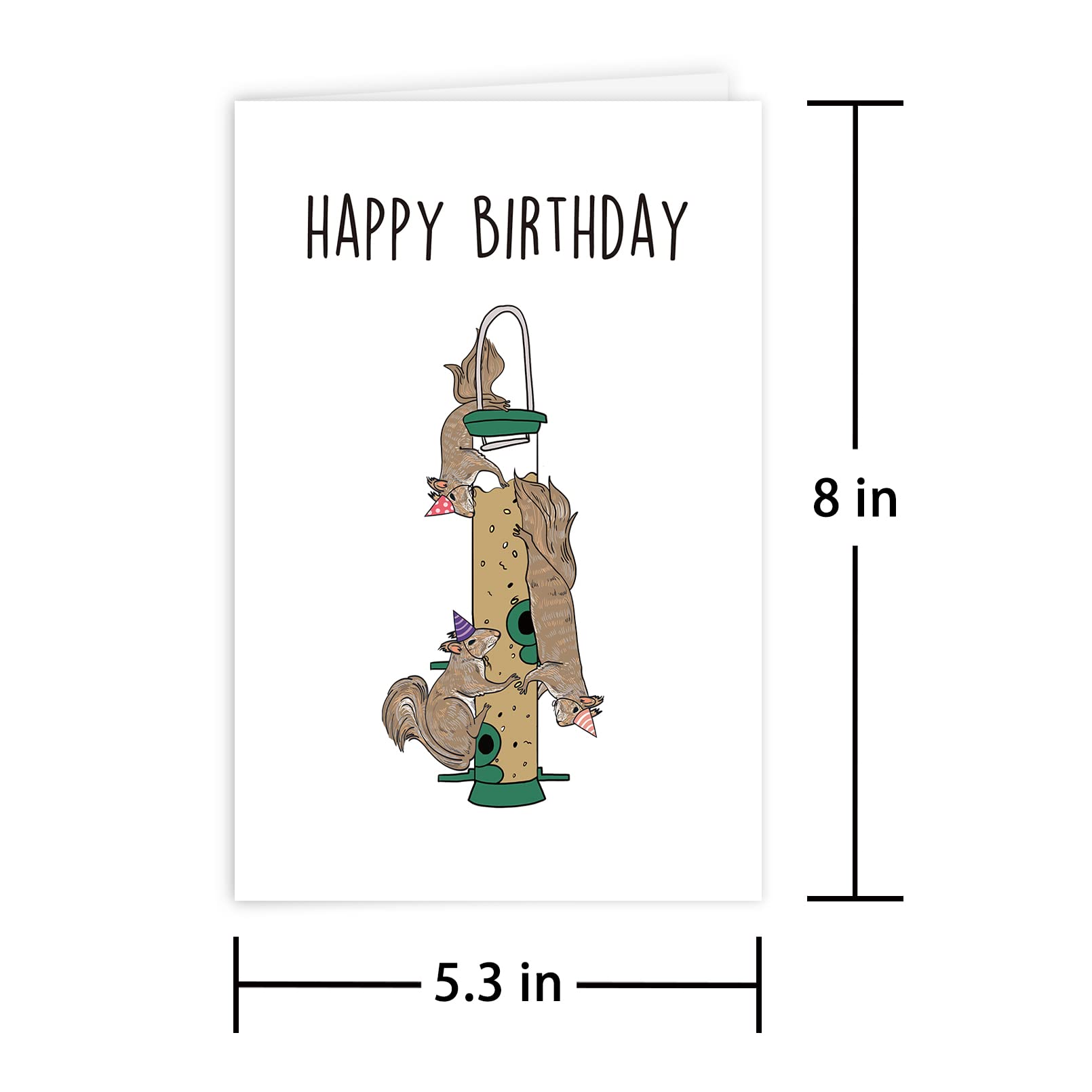 Leinessy Bird Feeder Happy Birthday Card, Funny Birthday Card for Dad Husband Friend, Lovely Squirrel Bday Card