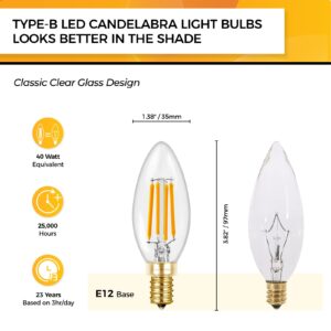 Hizashi 90+CRI Candelabra LED Light Bulbs 60 Watt, 2700K Soft White, E12 LED Bulb Dimmable, B11 Chandelier Light Bulbs, 6W, 550LM, Candle Light Bulbs, UL Listed, 12 Pack