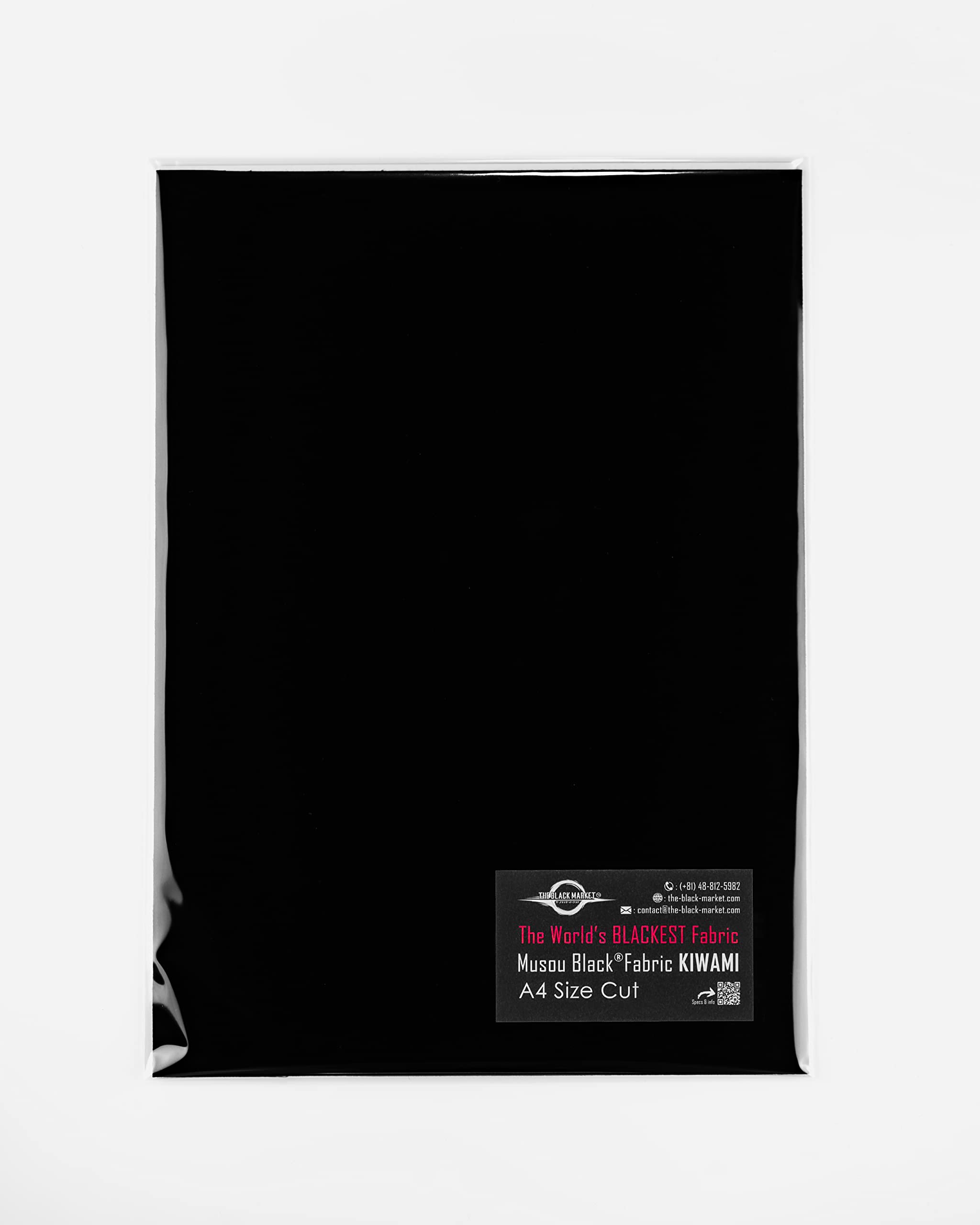 The Black Market Musou Black Fabric KIWAMI, Backcoated - A4 Sized Cut