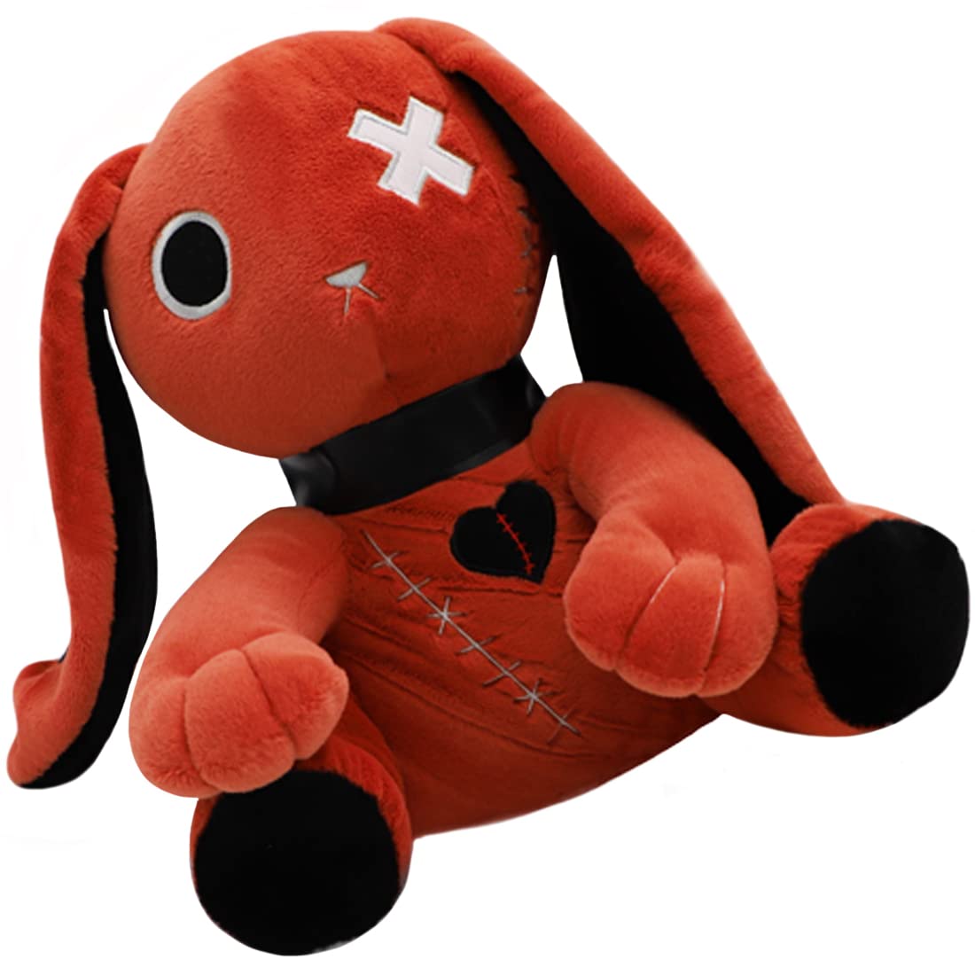 ELAINREN Red Goth Rabbit Stuffed Toy Creepy Scar Bunny Plush Crazy Rabbit Pillow Crazy Furry Bunny Plushie Halloween Gifts/11.8''