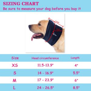 Dog Hoodie, Soft Snoods for Dogs, Breathable Dog Head Wrap Ear Cover for Anxiety Relief and Calming, Ear Wraps for Dogs Reduce Anxiety Thunder (Dark Blue, M)